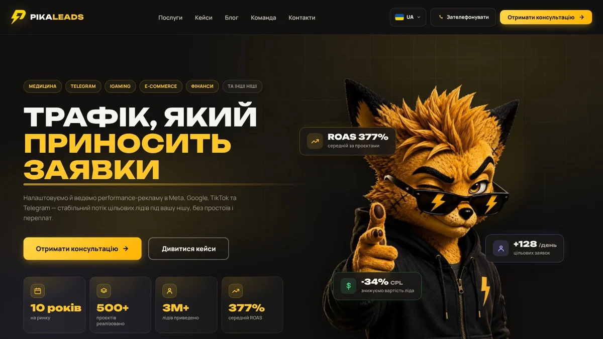 Pika Leads website: home page