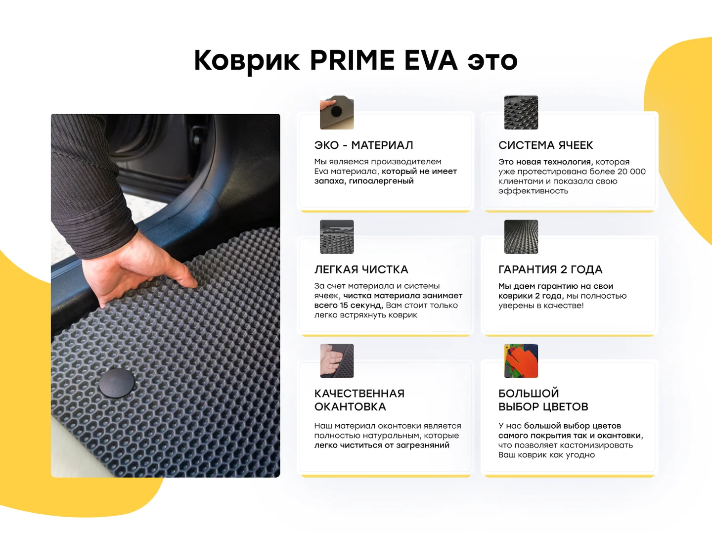 Лендінг PRIME EVA: переваги EVA-килимка