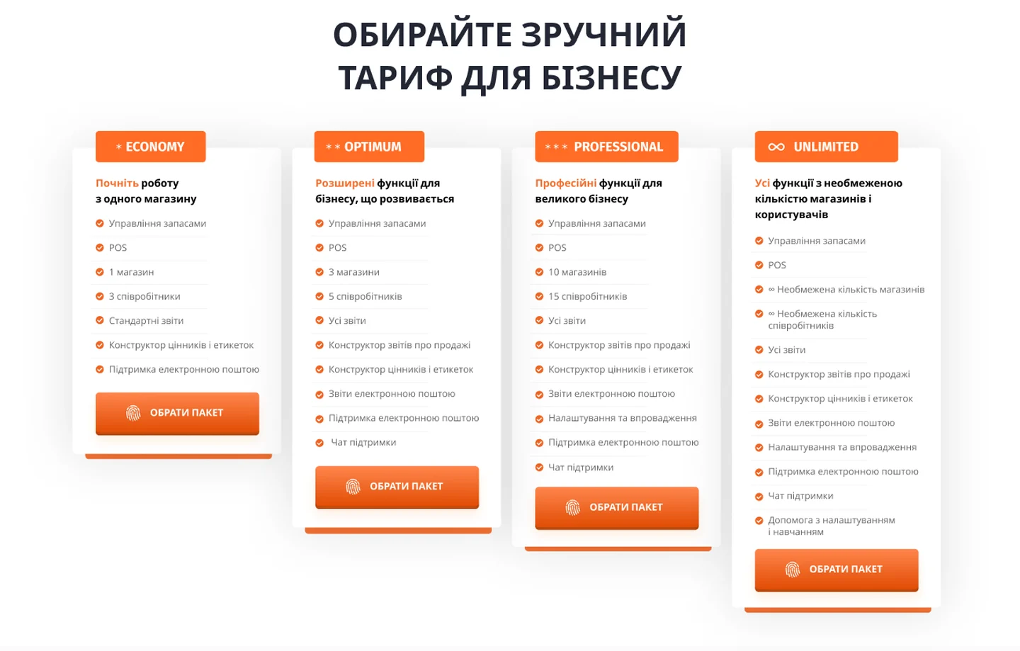 Сайт Digital Retail Solutions: тарифы
