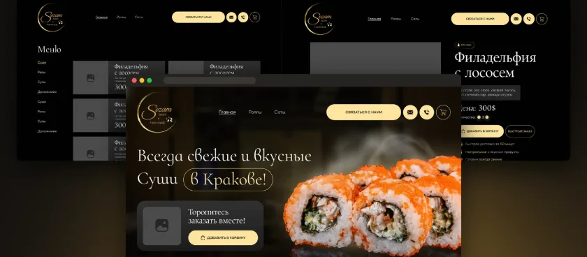 Sushi delivery website for Sezam in Kraków
